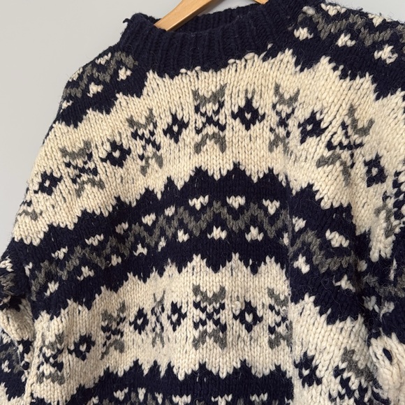 ECUADORIAN CADENA OVERSIZED CHUNKY KNIT SWEATER 100% WOOL HANDKNIT - Picture 2 of 4